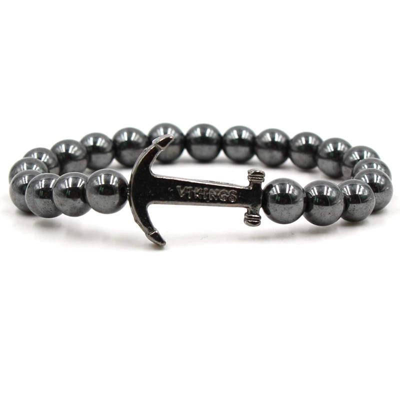 Argent Craft Hematite Vikings Anchor Bracelet (Black)