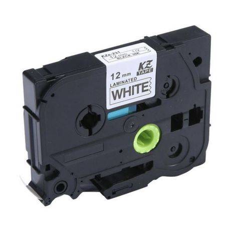 TZ-231 Label Tape Cartridge 12mm-Laminated Black On White-Pack Of 4