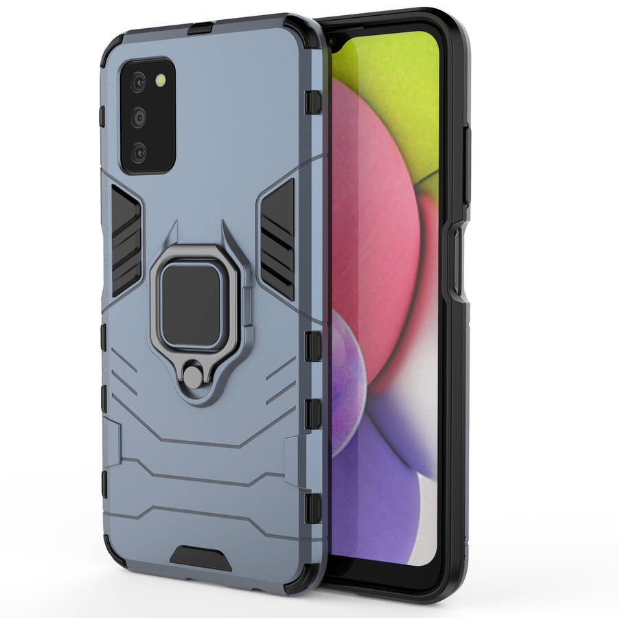 CellTime Galaxy A03s Shockproof Black Panther Magnetic Ring Stand Cover