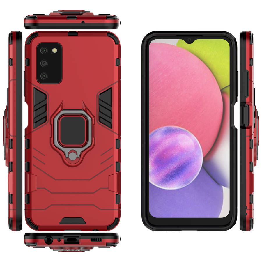 CellTime Galaxy A03s Shockproof Black Panther Magnetic Ring Stand Cover