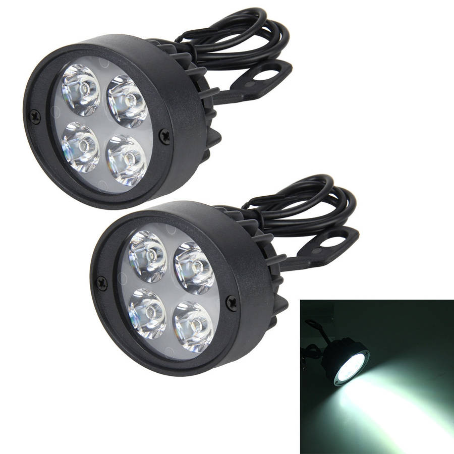 2 PCS 12W 6000K 900LM 4 LED Motorcycle External Spotlights Super Bright Light for Locomotive DC 1...