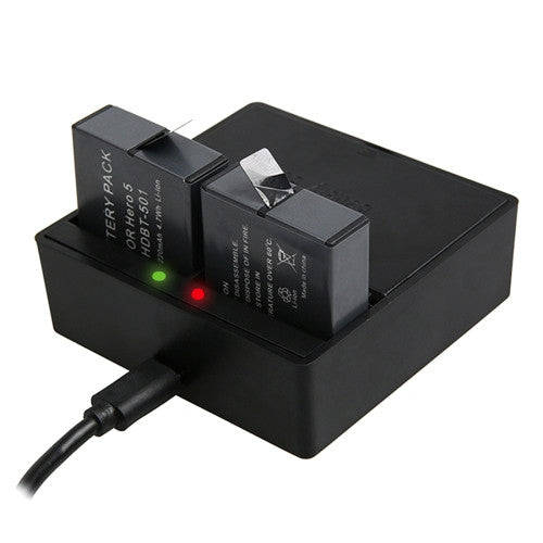 For GoPro HERO5 AHDBT-501 Dual-battery Charger with LED Indicator Light