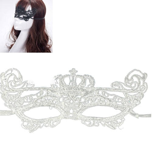 Halloween Masquerade Party Dance Sexy Lady Lace Crown Mask (White)-HC8974W