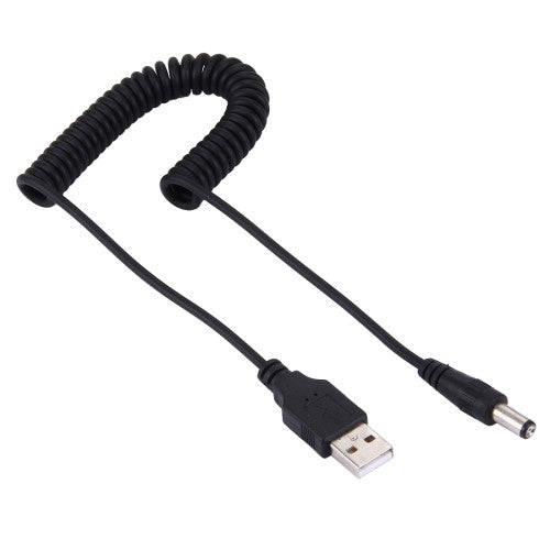 USB 2.0 Male to Straight Head DC 5.5 x 2.5mm Male Retractable Coiled Power Cable for Lenovo Asus ...