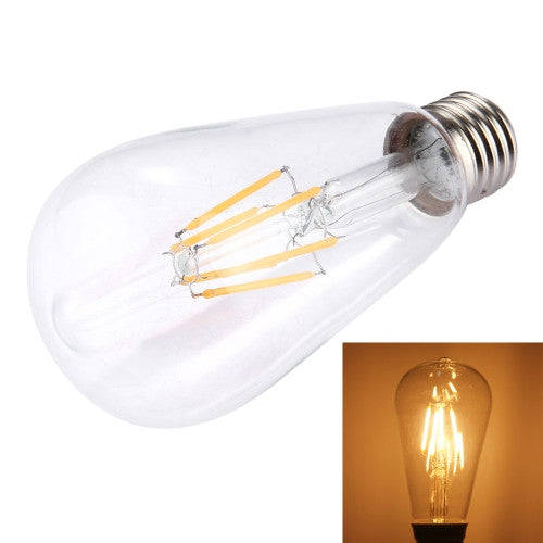 ST64 E27 6W 6 LEDs 480 LM Transparent Shell Retro Energy Saving LED Filament Light Bulb for Halls...