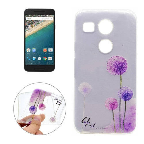 For LG Nexus 5X Dandelion Pattern Transparent Soft TPU Protective Back Cover Case