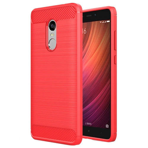 Xiaomi Redmi Note 4X Case, Brushed Carbon Fiber Texture Shockproof TPU Protective Case (Red)