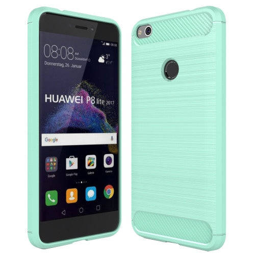 Huawei P8 Lite (2017) Brushed Carbon Fiber Texture Shockproof TPU Protective Case(Green)