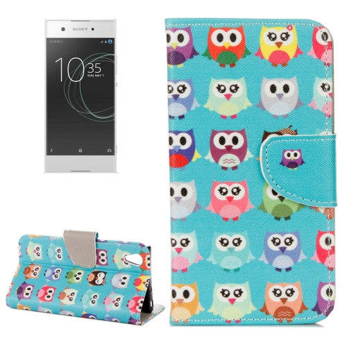 For Sony Xperia XA1 Ultra Cartoon Owls Pattern Horizontal Flip Leather Case with Holder & Card Sl...