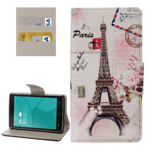 For DOOGEE X5 Max / Max Pro Eiffel Tower Pattern Horizontal Flip Leather Case with Holder & Card ...