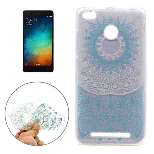 For Xiaomi Redmi 3s Blue Pattern Transparent Soft TPU Protective Back Cover Case