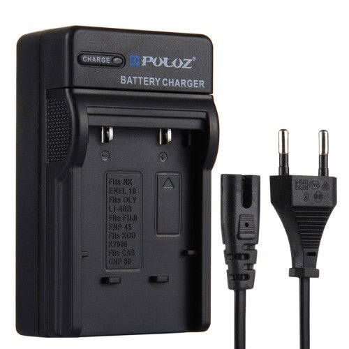 PULUZ EU Plug Battery Charger for Nikon EN-EL10 Olympus LI-40B FUJI FNP-45 Kodak K7006 CASIO CNP8...