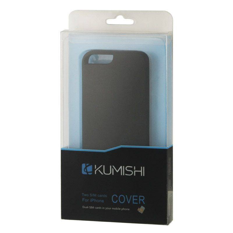 Dual SIM Card Adapter with a Back Case Cover for iPhone 6 (Black)