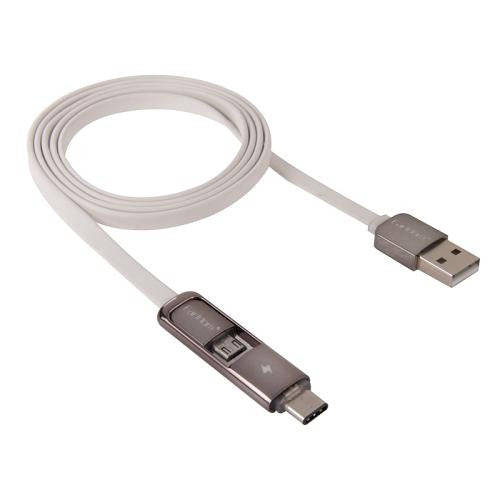 Noodle Style Metal Head 2 in 1 USB 3.1 Type-C & Micro USB to USB Data / Charger Cable for Macbook...