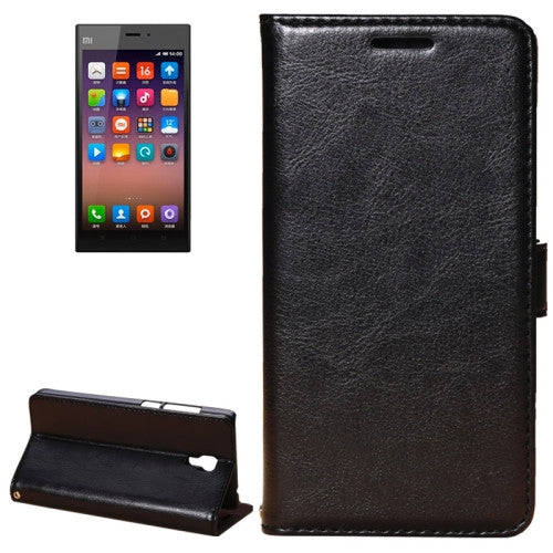 Fine Sheepskin Texture Horizontal Flip Leather Case with Holder for Xiaomi MI4(Black)
