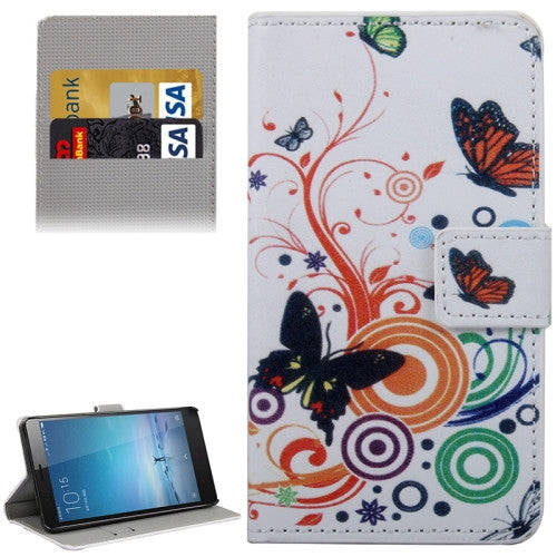 Butterfly Pattern Horizontal Flip PC + PU Leather Case with Holder & Card Slots & Wallet for Xiao...