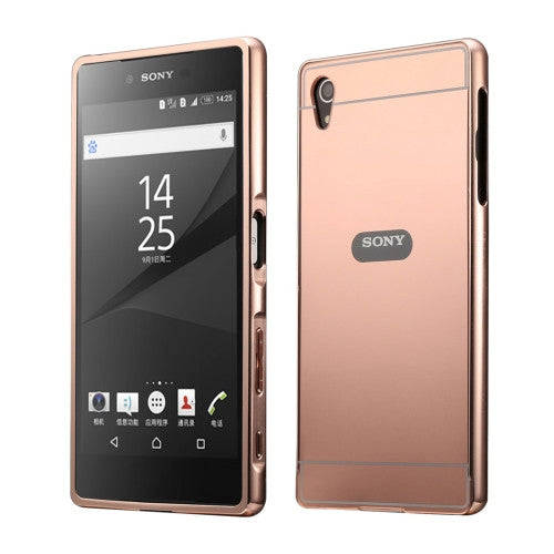 Fashionable Electroplating Push Pull Back Shell Cover + Metal Bumper Frame for Sony Xperia Z1 / L...