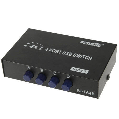 FENGJIE FJ-IA4B-C 4 Ports High Speed USB 2.0 Key-Press Switcher Share Switch Box for PC Computer ...