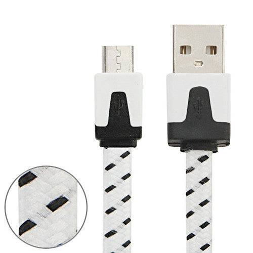 Woven Style Micro USB to USB Data / Charging Cable Length: 3m(White)