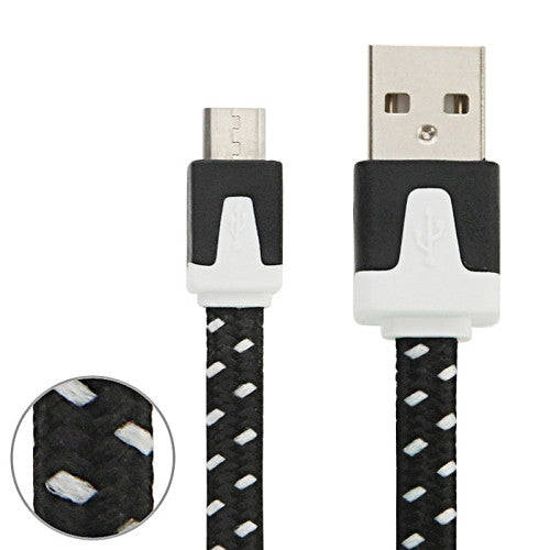 Woven Style Micro USB to USB Data / Charging Cable Length: 1m(Black)