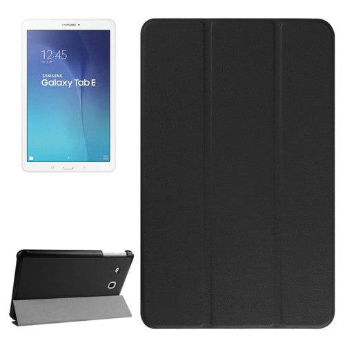 Karst Texture Horizontal Flip Leather Case with 3-folding Holder for Samsung Galaxy Tab E 9.6(Black)