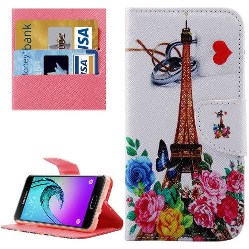 For Samsung Galaxy A3(2016) / A310 Eiffel Tower Pattern Horizontal Flip Leather Case with Holder ...