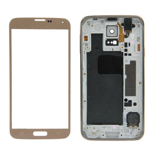 iPartsBuy Front Screen Outer Glass Lens + Full Housing Plating Chassis for Samsung Galaxy S5 / G900