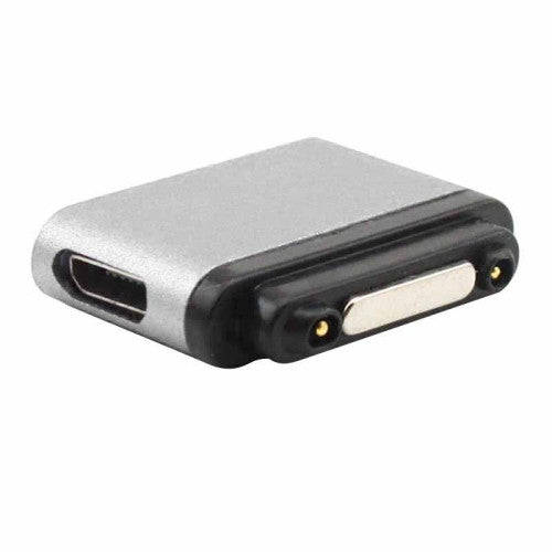 LED Aluminum Micro USB to Magnetic Charger Adapter for Sony Xperia Z3 / Z2 / Z1 / L39h(Silver)