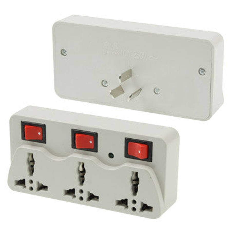 Plug Adapter Travel Power 3 x UK Plug to AU Plug Adaptor with Switch