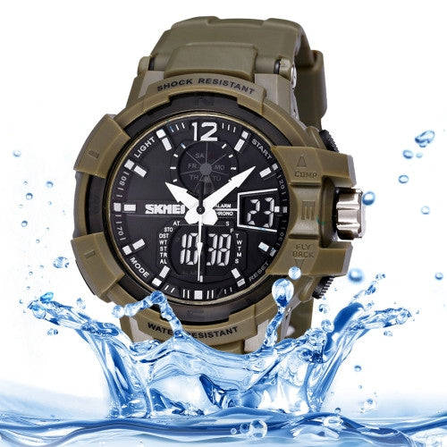 SKMEI Quartz + Digital Dual Movement 5 ATM Waterproof Round Dial Chronograph & Luminous Function ...