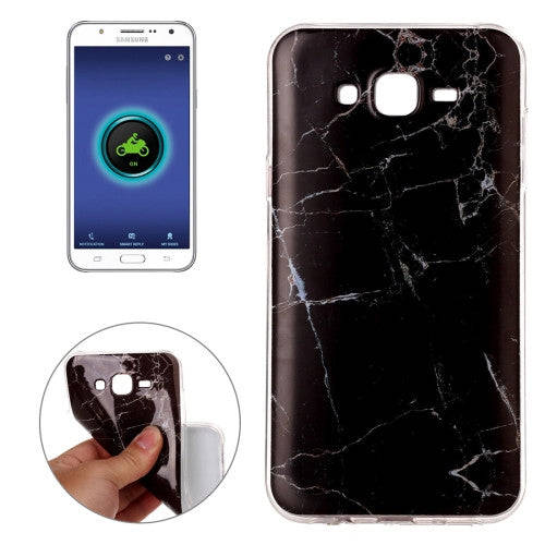 For Samsung Galaxy J7 / J700 Black Marbling Pattern Soft TPU Protective Back Cover Case