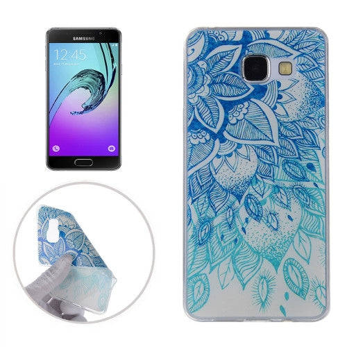 Samsung Galaxy A3 Case (2016), A310 Blue Leaves Pattern PU Soft Protective Back Cover Case