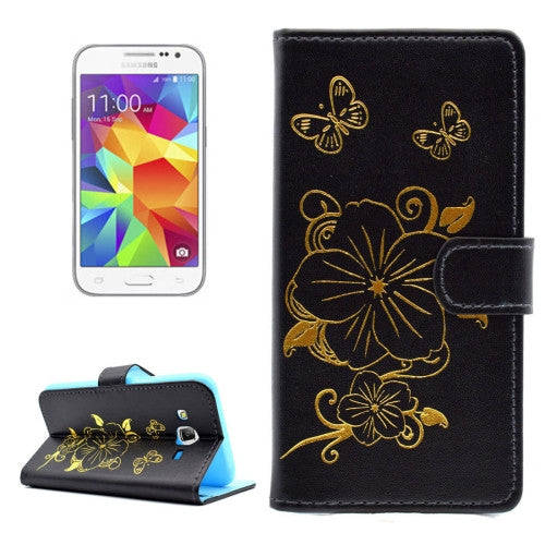 Samsung Galaxy Core Prime Case, Samsung Galaxy G360 Case, Bronzing Butterfly Pattern Horizontal F...