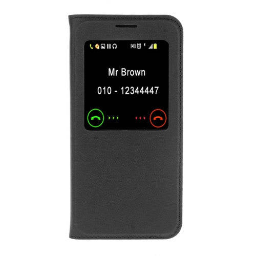 For Samsung Galaxy J7 Prime Litchi Texture Horizontal Flip Leather Case with Call Display ID (Black)