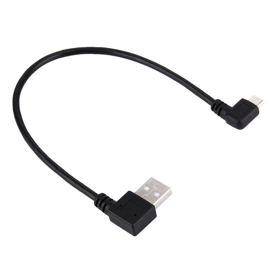 20cm USB 2.0 Male Bent Right Turn Reversion 90 Degrees to Micro USB Male Bent Data Charging Cable...