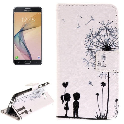 For Samsung Galaxy J5 Prime Little Couple Dandelion Pattern Horizontal Flip Leather Case with Hol...