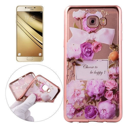Samsung Galaxy C5 Case, Samsung Galaxay C500 Case, Purple Roses Pattern Electroplating Frame Soft...