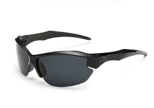 Men'S Half-Frame Polarized Sunglasses (Lens Colour: Black rimmed gray tablets)