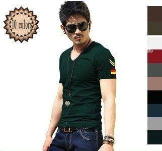 Men's Short Sleeve T Shirt Slim fit - Dark Blue. / Large