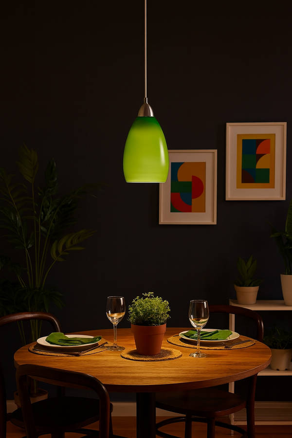 Green Satin Chrome Pendant Light