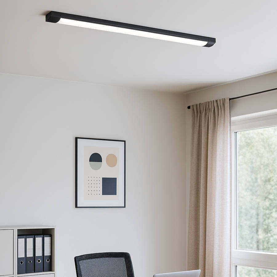 Black Flush Mount LED Tube Fitting - 600mm