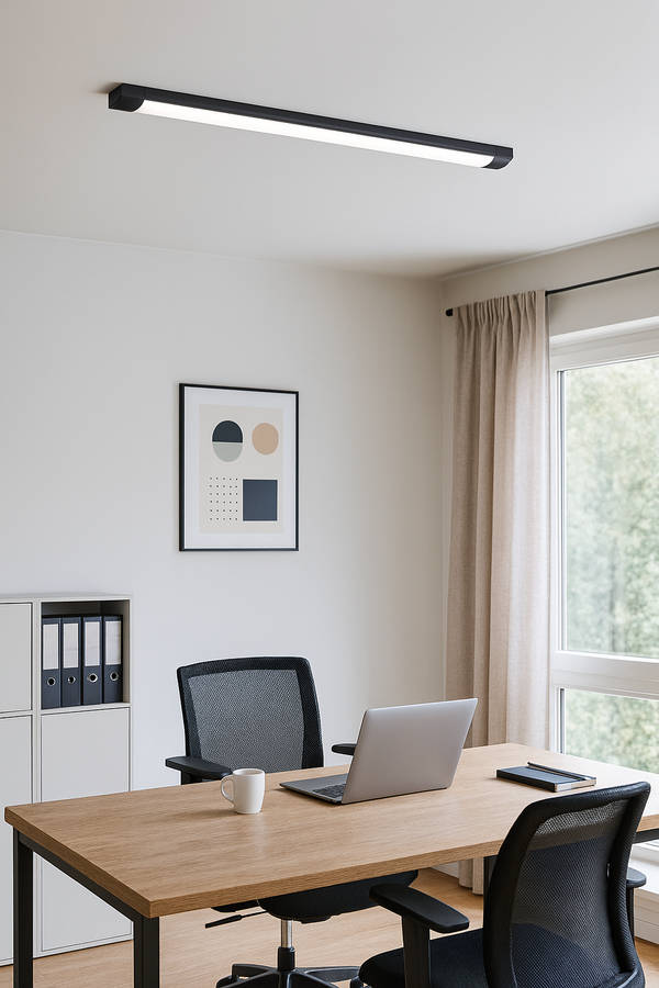 Black Flush Mount LED Tube Fitting - 600mm