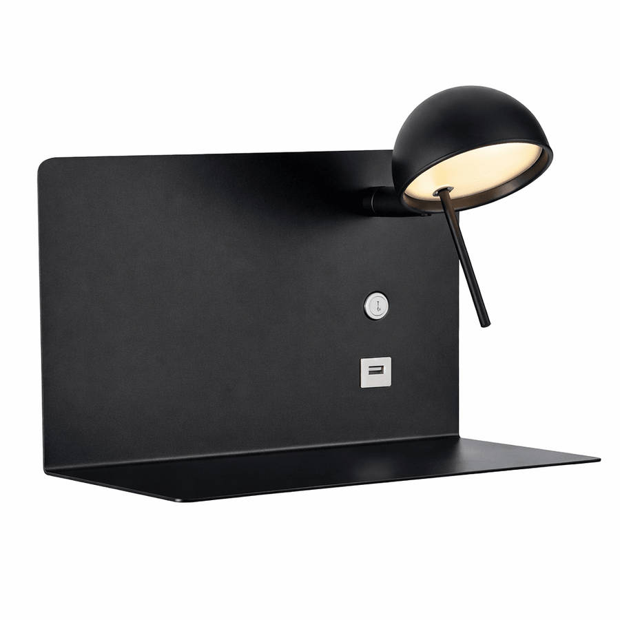 USB Wall Light 180mm Black