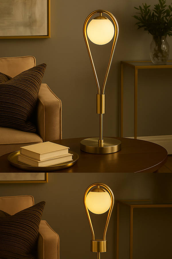 Satin Gold Tear Drop Table Lamp