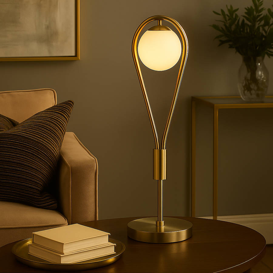 Satin Gold Tear Drop Table Lamp