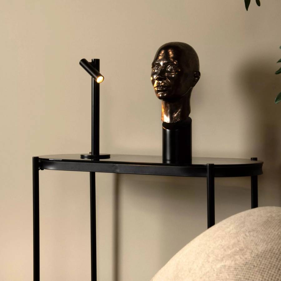 Zoom Rechargeable Black Table Lamp