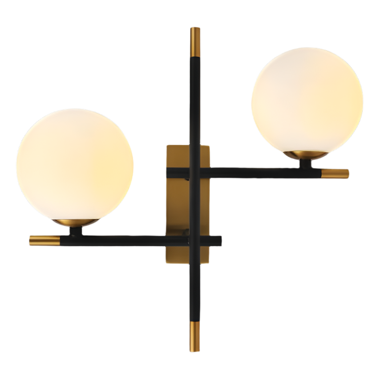 Urban Gold and Black LED Wall Light with Opal Glass