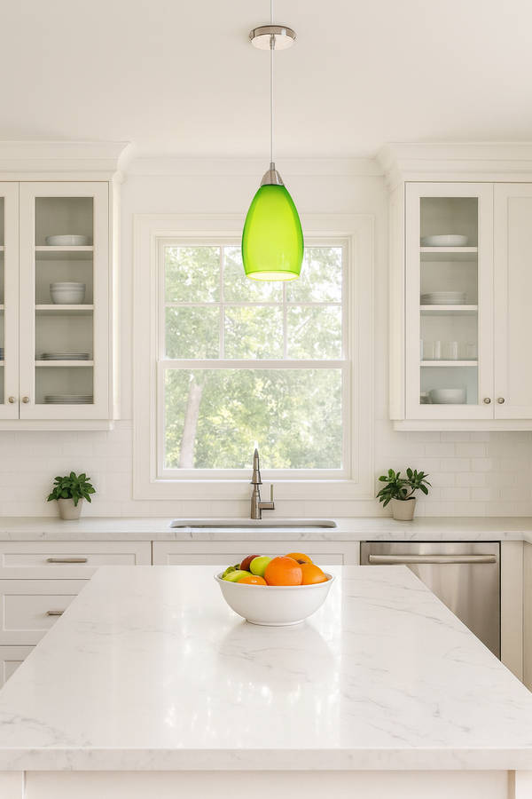 Green Satin Chrome Pendant Light