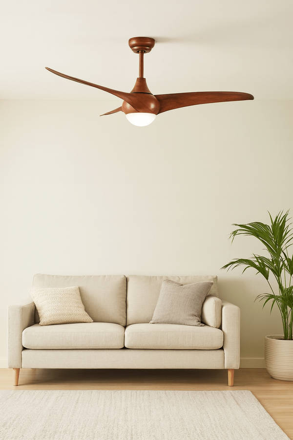 Steel & Acrylic LED Ceiling Fan with Wood Finish