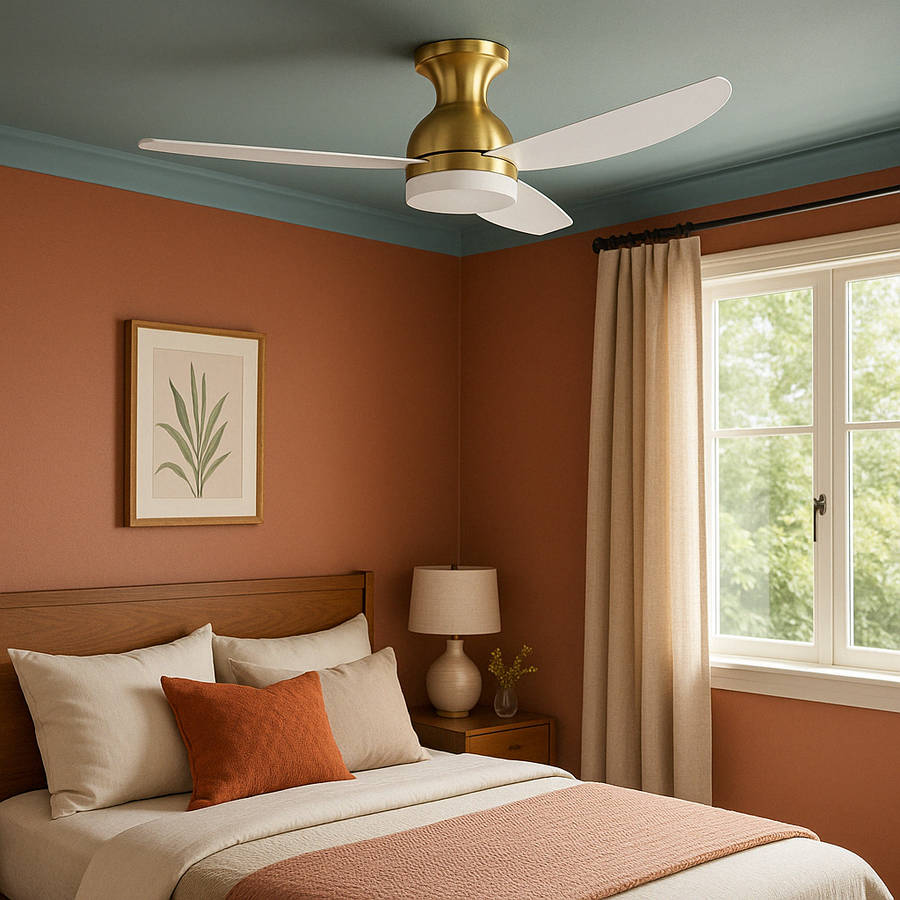3 Blade Brass & White Ceiling Fan